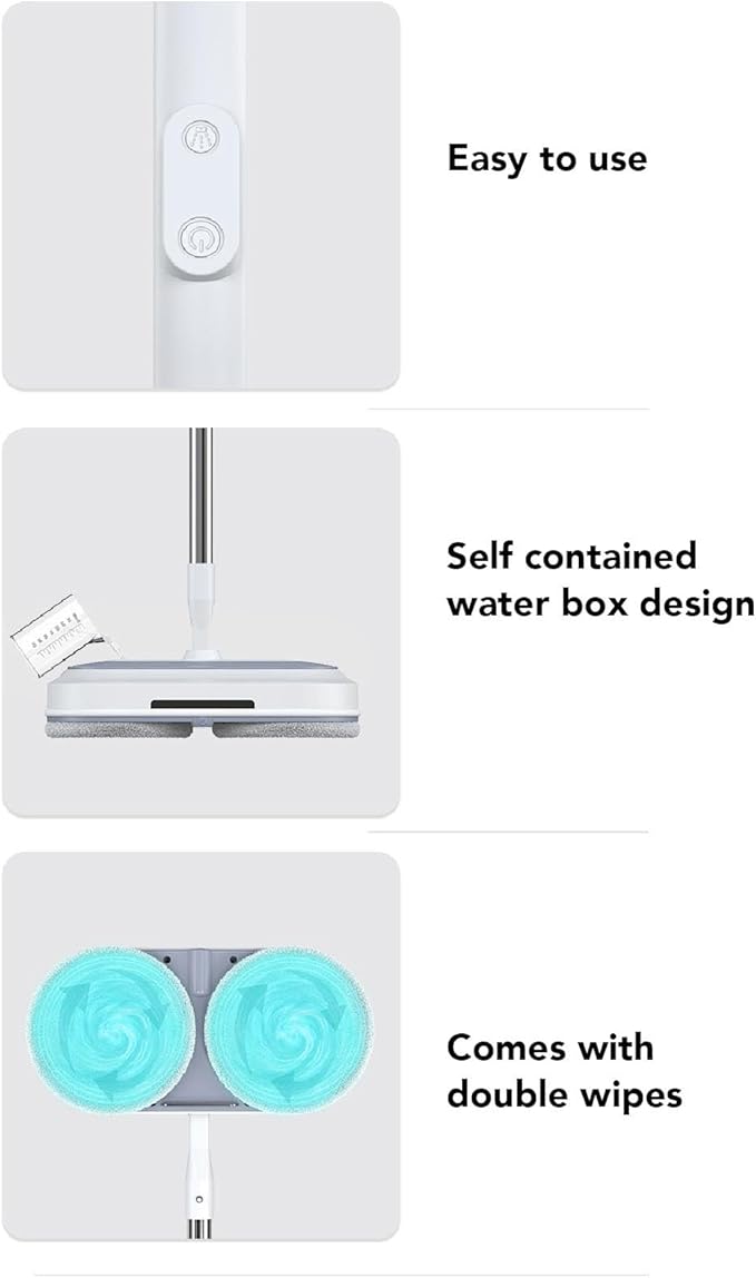 Cordless Electric Mop, Dual Motor Electric Spin Floor Mop with Water Sprayer, Powerful Automatic Floor Polisher Mops for Hardwood, Tile, Marble All Floors (US Plug 100‑240V)