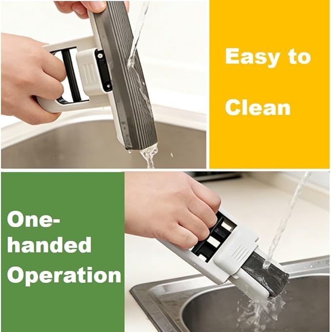 2 Pcs Mini Mop for Small Spaces, Foldable Self-Squeeze Wet and Dry Sponge Mop, Black Portable Cleaning Small Mop for Desktop, Kitchen Counter, Bathroom Tile, Glass-with 6 Pads ,2 Brushes, and 2Hooks