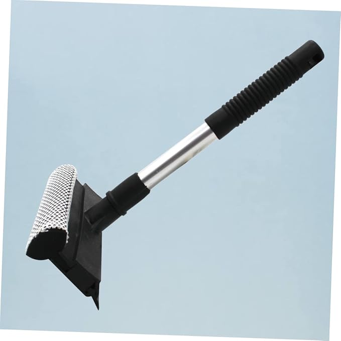 Double-Sided Window Glass Brush Cleaner Wiper Tool for Home Kitchen - Grip for Sliding Doors Mirrors and Vehicle Black