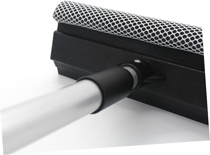Double-Sided Window Glass Brush Cleaner Wiper Tool for Home Kitchen - Grip for Sliding Doors Mirrors and Vehicle Black