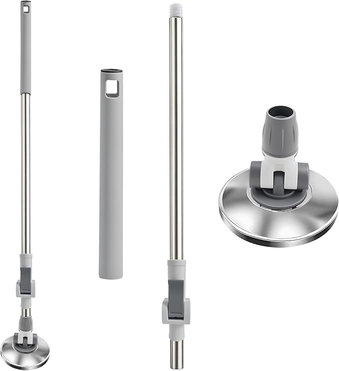 Spin Mop Replacement Handle 360° Rotation Adjustment 53.5-inch Telescopic Mop Replacement Pole Durable Stainless Steel Pad for Cleaning Various Household Surfaces