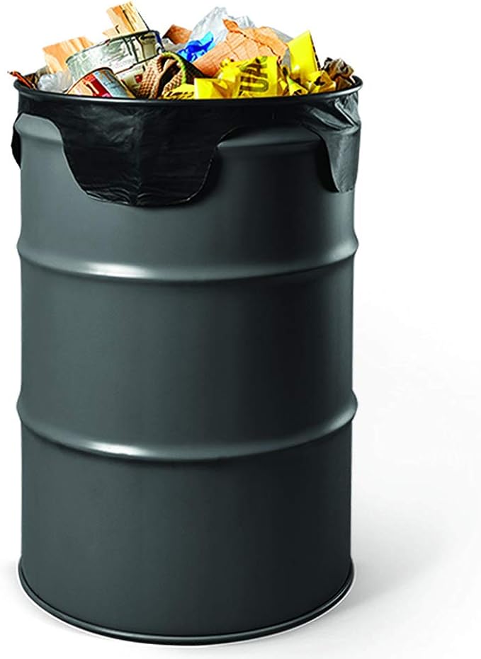 Contractor Trash Bags - 55 Gallon, 15 Bags, Wing Tie Closure, 3 MIL Thick, Gusseted Bottom, Black - Heavy Duty Industrial Strength Garbage Bags