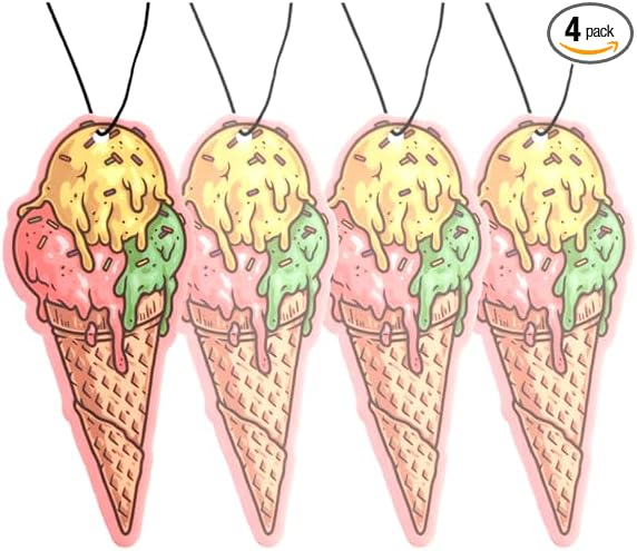 Fresh Fresheners Cute Funny Girl Car Air Fresheners 4-pack (Ice Cream Cone)