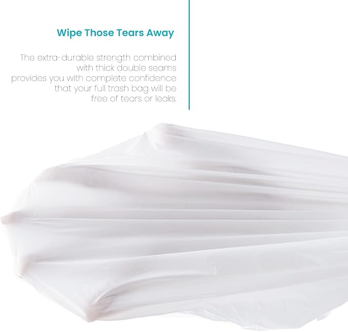 Home Zone Living 8 Gallon Kitchen Trash Bags with Drawstring Handles, Heavy Duty Custom Fit Design for Standard 30 Liter Kitchen Trash Cans, Code 30S, 60-Count