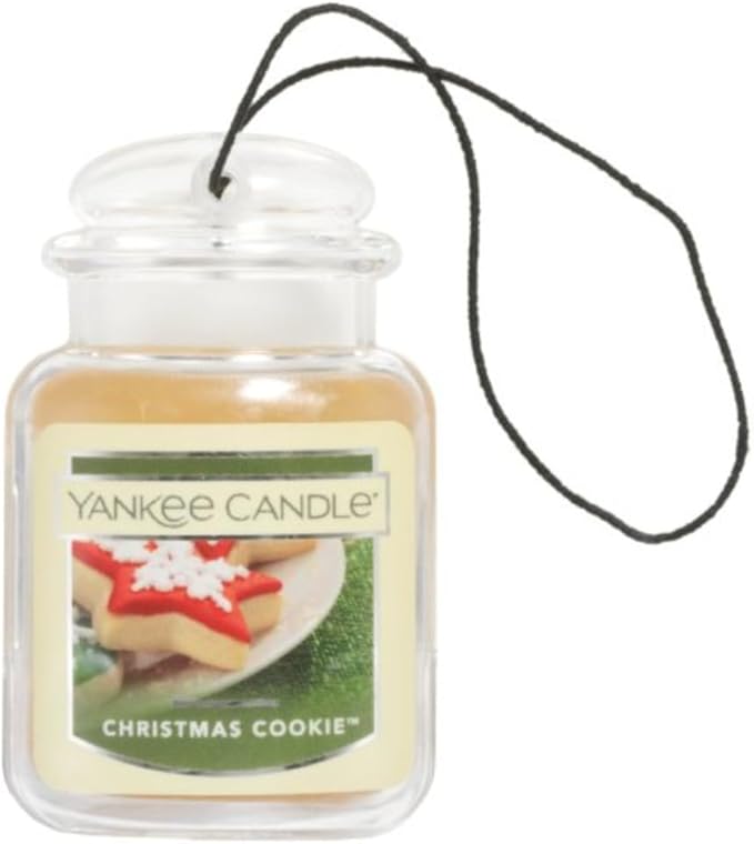 Yankee Candle Car Air Fresheners, Hanging Car Jar Ultimate, Neutralizes Odors Up To 30 Days, Christmas Cookie, 0.96 OZ (Pack of 4)