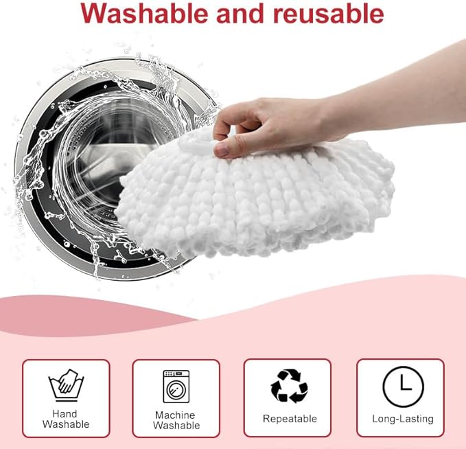 4-Pack Mop Replacement Heads Compatible with Ocedar EasyWring 1-Tank Spin System, UP 40% More Cleaning Power Mop Replace Head, Microfiber and Machine Washable Deep Cleaning Mop Refills (White)
