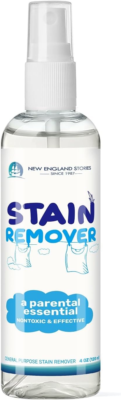 New England Stories Stain Remover Spray | Gentle Yet Effective for Baby Stains | Non-Toxic, Clean Ingredients, No Added Fragrance | Laundry Spot Cleaner for Clothes & Bedding 4OZ