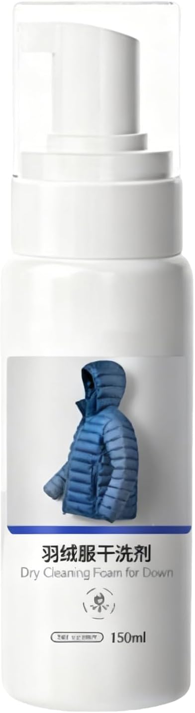 Down Jacket Detergent, Dry Wash Foam Spray 150ml for Clothes, Jackets, Coats, Fabrics, Carpet, Sofa, Home, Travel, Easy Stain Removal Use