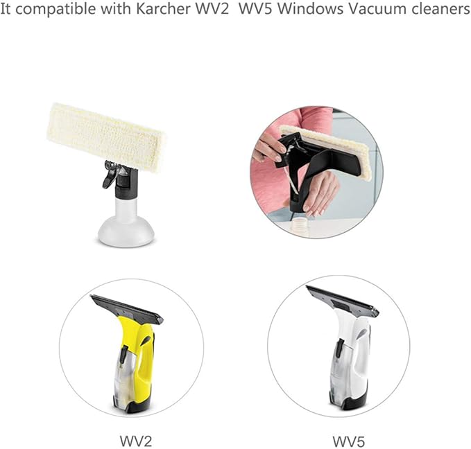 XBERSTAR 2Pcs Spray Bottle Glass Cleaner Pads for karcher Window WV2 WV5