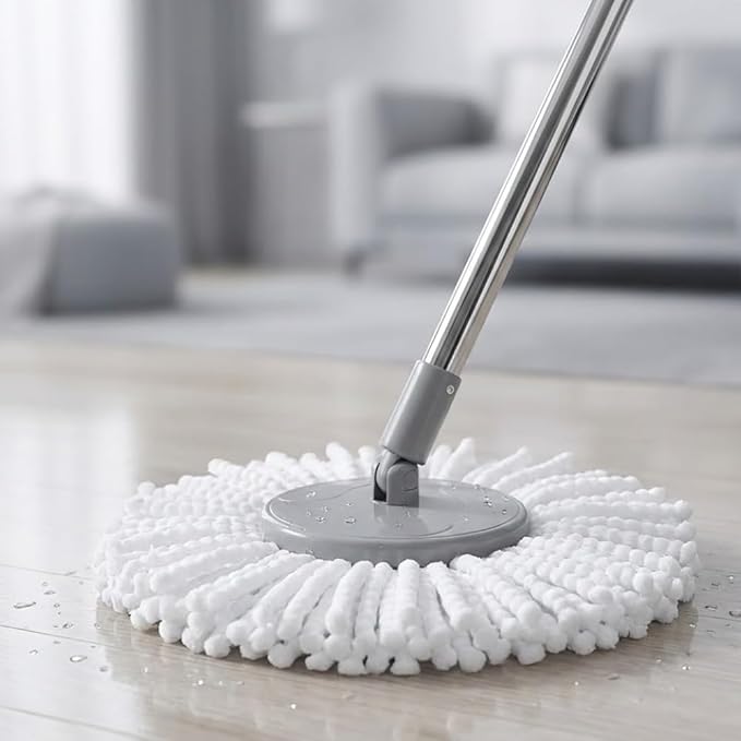 Spin Mop Refill – 360° Microfiber Mop Head Refill for Floor Cleaning | Durable Round Mop Head Replacement | White Mop Refill for 360 Spin Mops (Pack of 2)