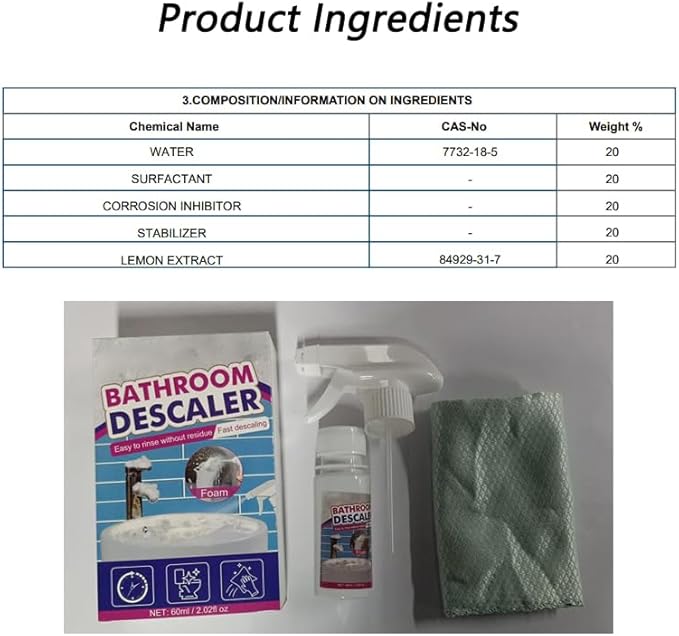 VIED Bathroom Descaler Cleaner, Bathroom Descaler Stubborn Stains Cleaner, Bathroom Descaler Foam Cleaner (1)