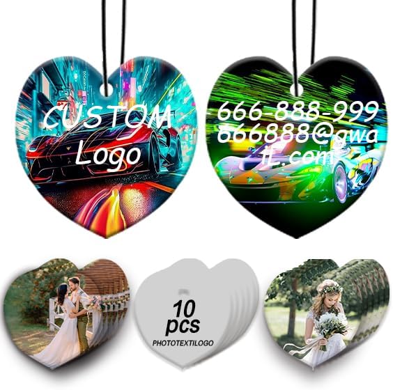 10/20/50/100Pcs Custom Logo Air Freshener for Car Bulk - Wholesale Personalized Car Air Fresheners with Photo Text Business Logo Customized Passenger Princess Car Decor (10 Heart)
