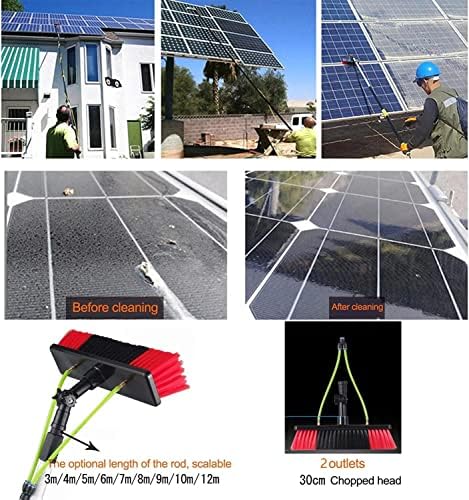 Glass Cleaning Brush Home Water Fed Telescopic Pole Kit Solar Panel Brush Rotating for Photovoltaic Panel，Telescopic Window Cleaning Pole Kit - 5M Extendable Water Fed Brush for Solar Panels
