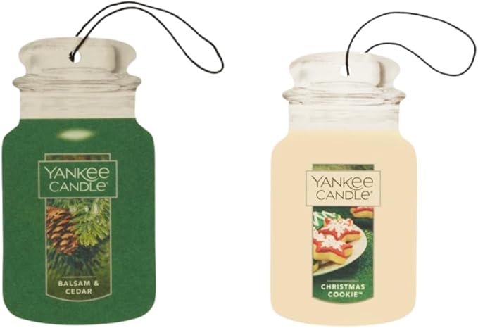 Yankee Candle Christmas Comforts Paper Car Jar, 3 Balsam & Cedar & 3 Christmas Cookie
