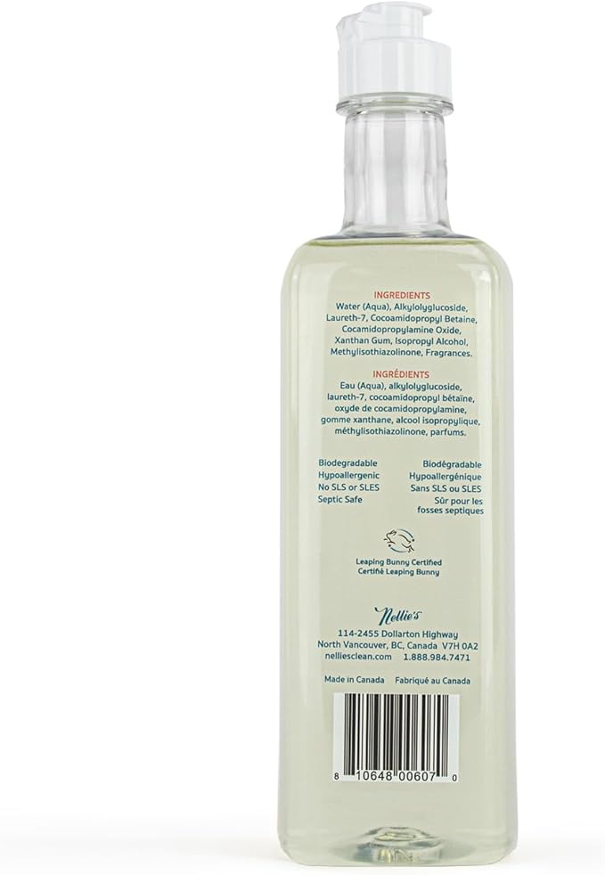 Nellie's One Soap – Water Lily Scent – Gentle Multi-Purpose Cleaner for Dishes, Surfaces & Hands – Plant-Based, Soft on Skin – Made in Canada