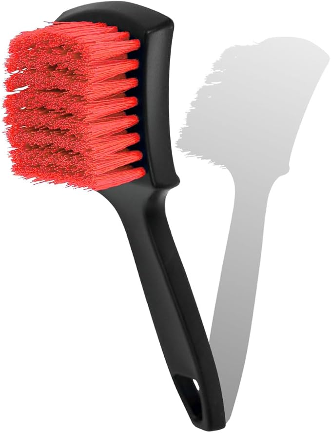 8.3×2.5 Inch Car Wash Brush, Soft Bristle Short Handle Carpet Cleaning Brush, Scrub Brush for Floor Mats, Tires, Automotive Wheel Bushes for Vehicle Interior & Home (Red)