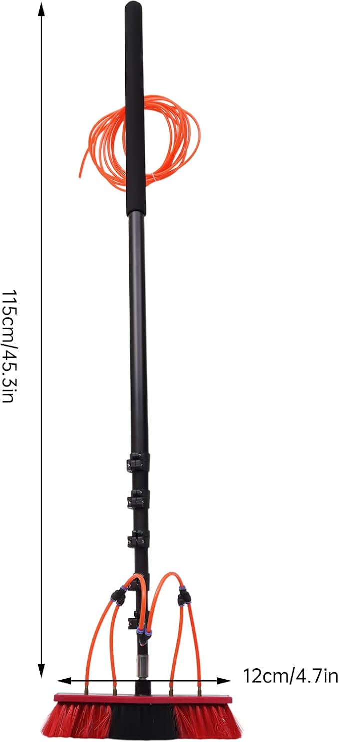 Telescopic Water Fed Pole Brush, 65ft Length Stretchable Solar Panel Cleaning Brush Kit Car Glass Washing Equipment Tool Outdoor Window Cleaner w/Hose Extension Pole Water Spray Washer(65ft)