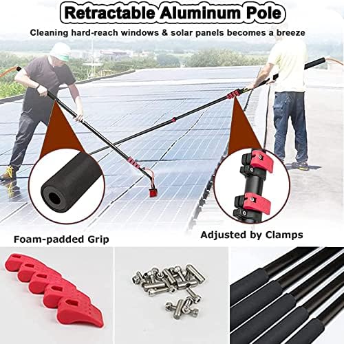 Telescopic Glass Cleaning Brush,Solar Panel Cleaning Tool Equipment, Window Cleaning Pole Photovoltaic Water Fed Telescopic Brush Extendable Cleaner Conservatory Roof,55cmbrush,39FT/12M