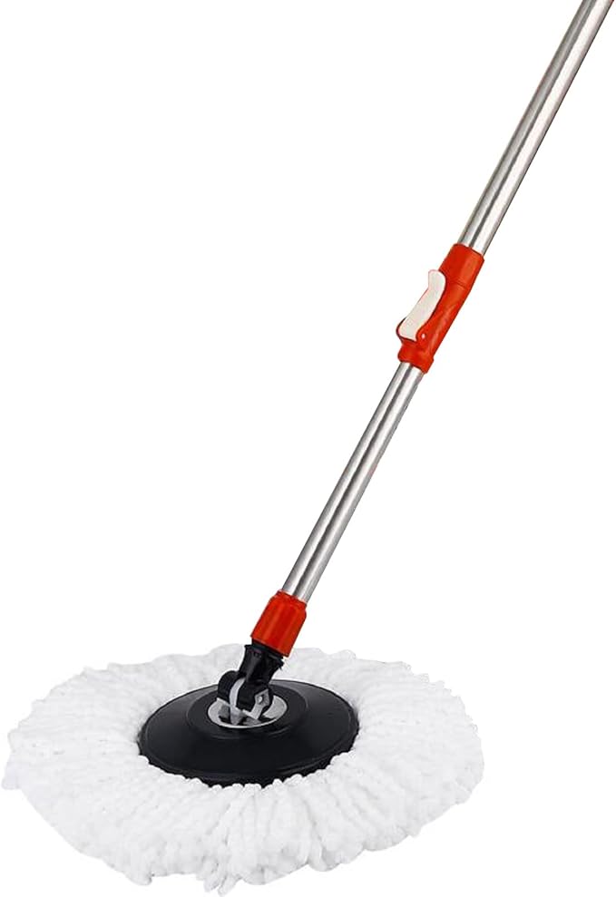 Emivery Home Spin Mop Pole Handle and Head Replacement 360 Rotating Mop Cleaning Tool Accessories for Home Office Bedroom (Red)