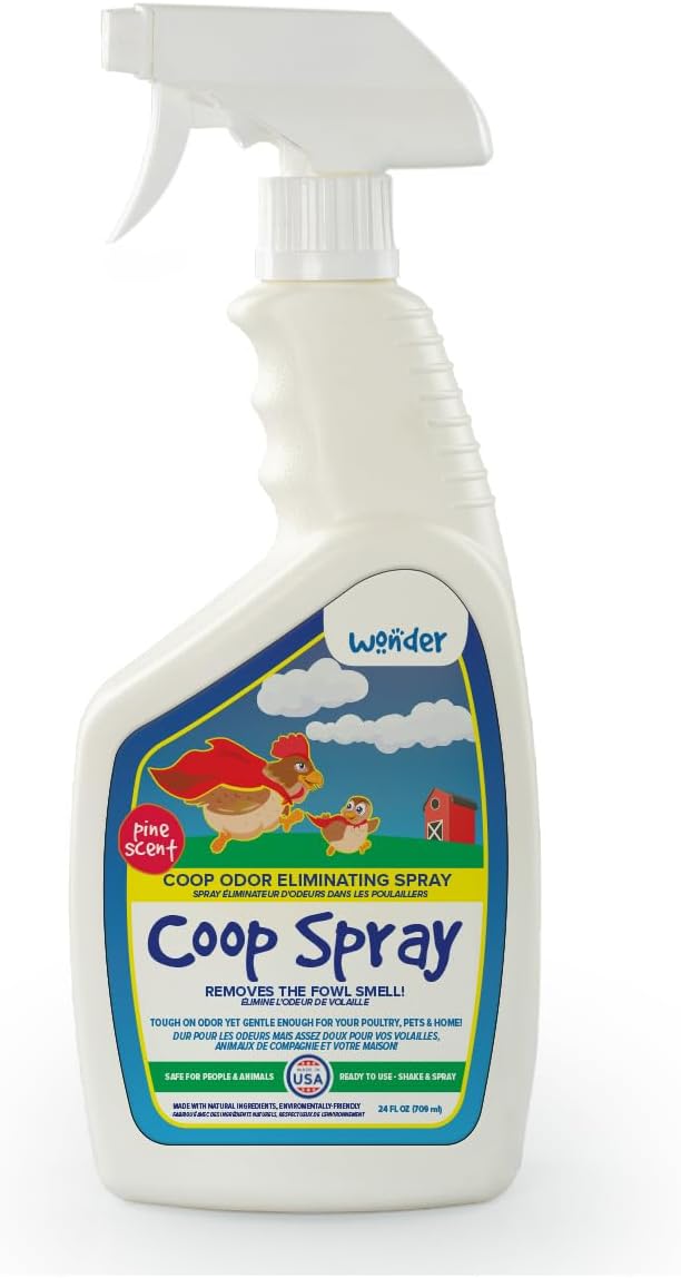 Wonder Coop Spray, Natural Pine Scent Odor Eliminator, 24 FL OZ, Safe for Poultry, Pets and Home