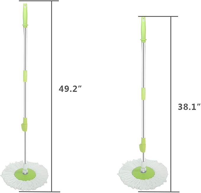 Mopping, BLL-19A 360° Microfiber Spin Mop with Bucket and Dual Mop Heads Self Wringing Spinning Mop Telescoping Handle Easy Universal for all venues Floor Floor Cleaning System for Home Kitchen Office