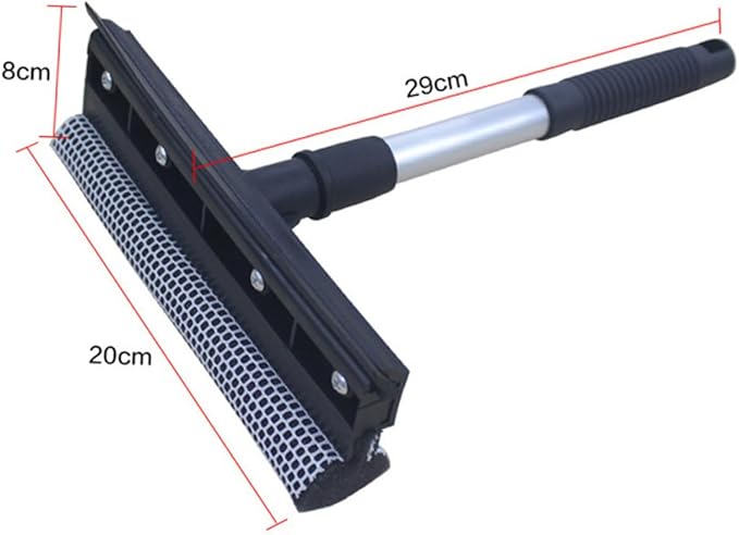 Double-Sided Window Glass Brush Cleaner Wiper Tool for Home Kitchen - Grip for Sliding Doors Mirrors and Vehicle Black