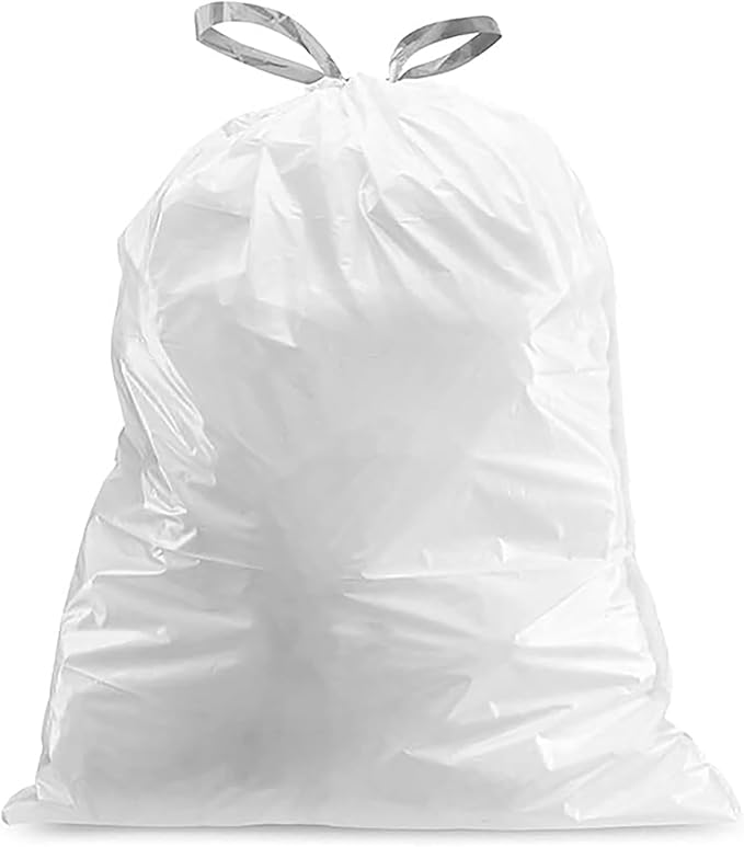 Plasticplace White Drawstring Lavender and Soft Vanilla Scented Garbage Can Liners, Compatible with Code J (200 Count) 10-10.5 Gallon / 38-40 Liter, 21" x 28 "