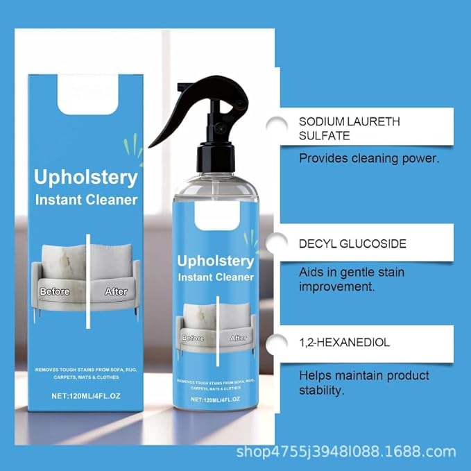 Fabric Cleaner and Stain Remover Spray - Quick-Dry, No-Rinse Formula for Upholstery, Sofa, Carpet, Car Seats, Clothes | Gentle on Delicate Fabrics, Portable Spot Cleaner