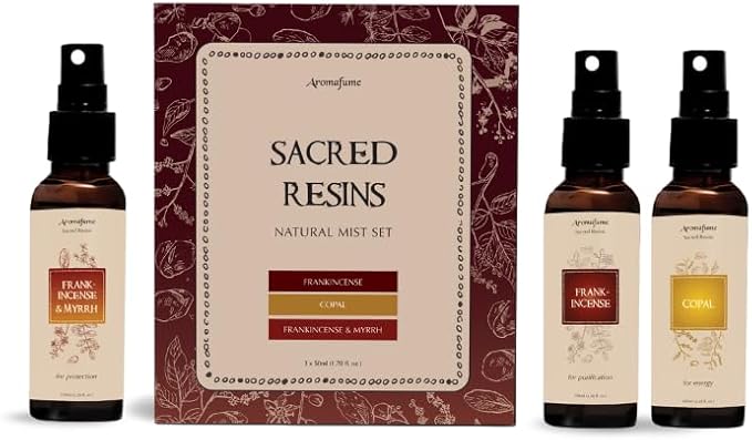 Sacred Mist Gift Set by Aromafume | 3x50ml Natural & non-toxic Air Freshener Sprays for Home, Fabric & Linen Mist | Ideal for deep relaxation, spirituality & rituals