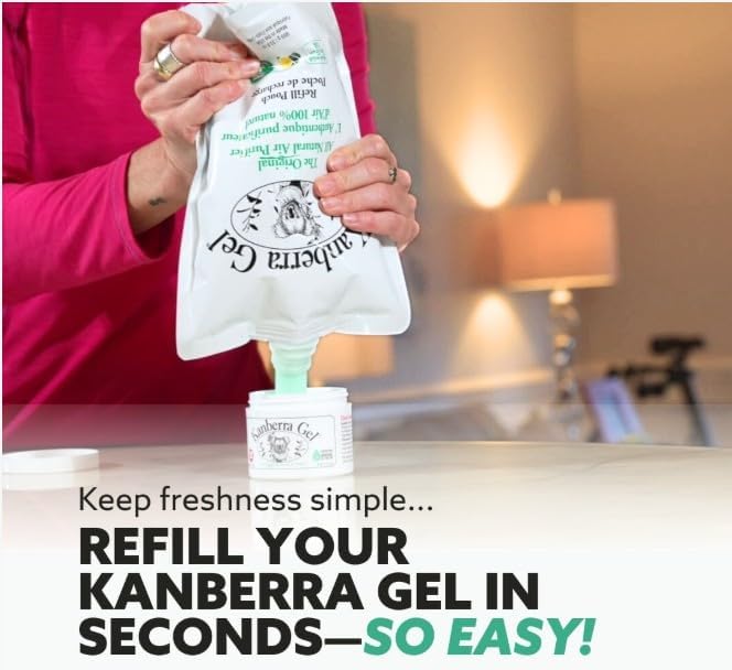 Kanberra Gel Refill Pouch 24oz - All-Natural Odor Eliminator & Air Freshener for Home, Car, RV, Boat, Gym Bag | Eco-Friendly, Long-Lasting Tea Tree Oil Formula, Safe for Pets and Family.