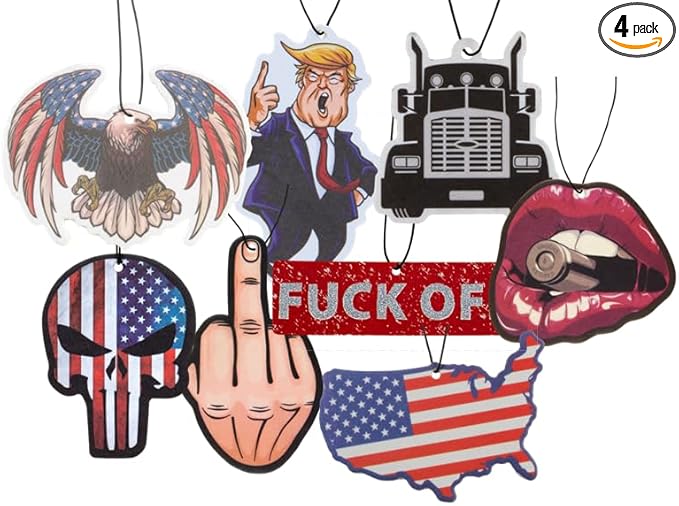 Fresh Fresheners Cute Funny Car Air Fresheners 4-pack (Make Scents Great Again)