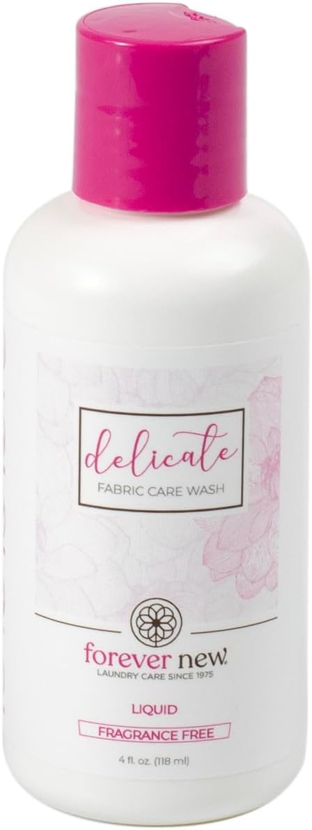 FOREVER NEW Delicate Hypoallergenic Laundry Detergent Liquid - 6-8 Large Loads - Gentle washing detergent for Silk, Cashmere, Bra, Undergarments, Cotton, Wool, etc. - Unscented - 4oz