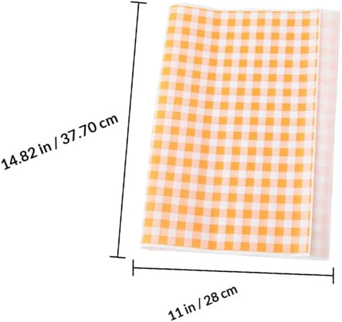 Artibetter Oil-absorbing Greaseproof Baking Paper for Kitchen and Party Use, 50 Orange Checkered Sheets Non-stick Sandwich and Cake Parchment for Baking and Snack Wrapping