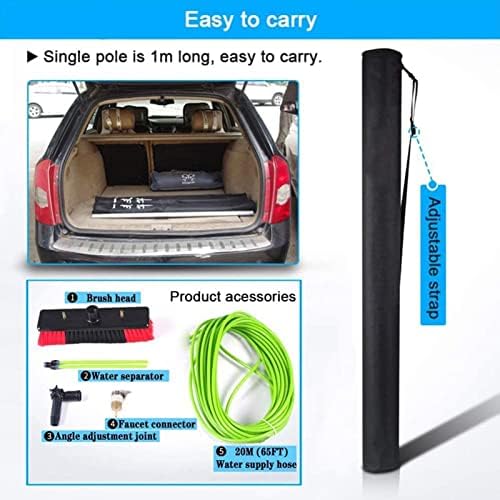 Glass Cleaning Brush Home Water Fed Telescopic Pole Kit Solar Panel Brush Rotating for Photovoltaic Panel，Telescopic Window Cleaning Pole Kit - 4m Extendable with 50cm Water Fed Brush for Wi