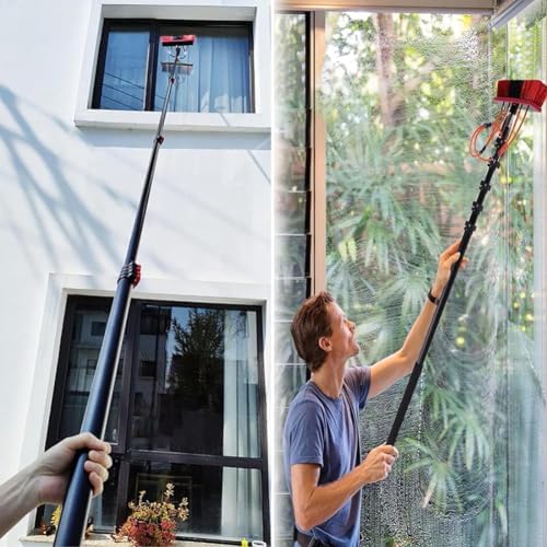 Glass Cleaning Brush Home Water Fed Telescopic Pole Kit Solar Panel Brush Rotating for Photovoltaic Panel，Telescopic Window Cleaning Brush Rod 3.610.8M Extendable Cleaner for Conservatory Ro