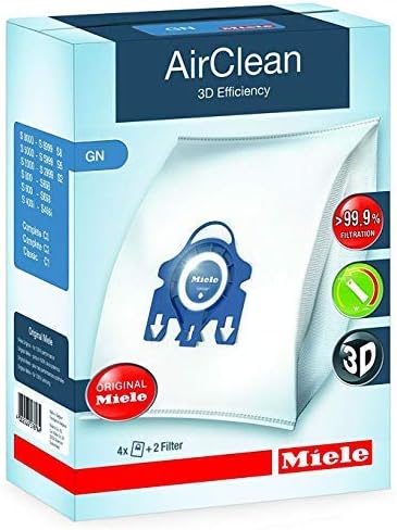 Miele GN AirClean 3D Efficiency Vacuum Cleaner Bags - 2 Boxes - Includes 8 Genuine Airclean GN Bags + 2 Genuine Super Air Clean Filter + 2 Genuine Pre-Motor Protection Filters