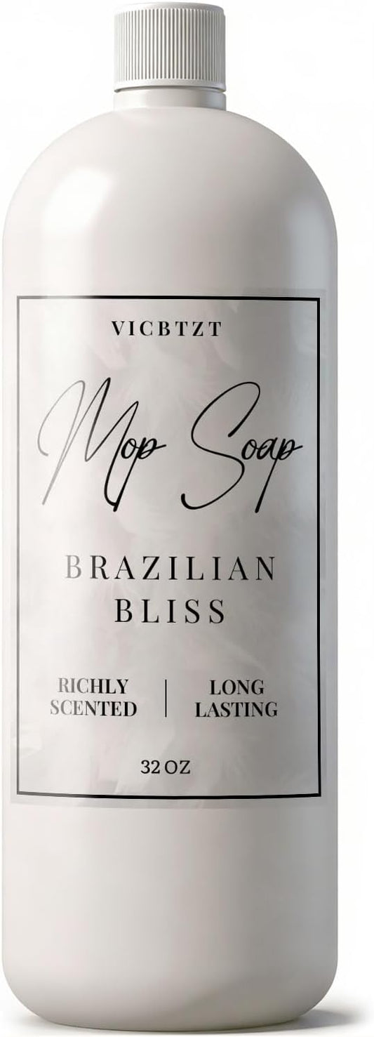 Mop Soap - Richly Scented Brazilian Bliss Fragrance - Long Lasting Luxury Floor Cleaning for Hardwood, Tile, Mahogany, Laminate & Stone, Rinse-Free, Low-Foam & Residue-Free for All Mops (32 oz)