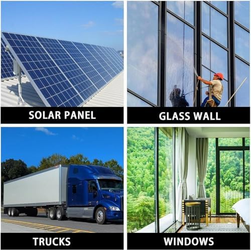Glass Cleaning Brush Home Water Fed Telescopic Pole Kit Solar Panel Brush Rotating for Photovoltaic Panel，Telescopic Window Cleaning Kit - 3.6-11M Extension Pole with Solar Panel Brush for G