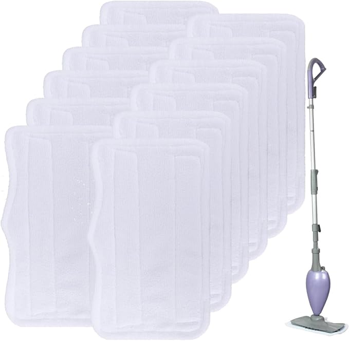 Steam Mop Pads for Shark Steam & Spray Mop S3101 S3251 SK460 SK410 S3101n2 S3250 SK435CO SK140 SK14,Washable Microfiber Cleaning Steamer Replacement Pads,White,12Pack
