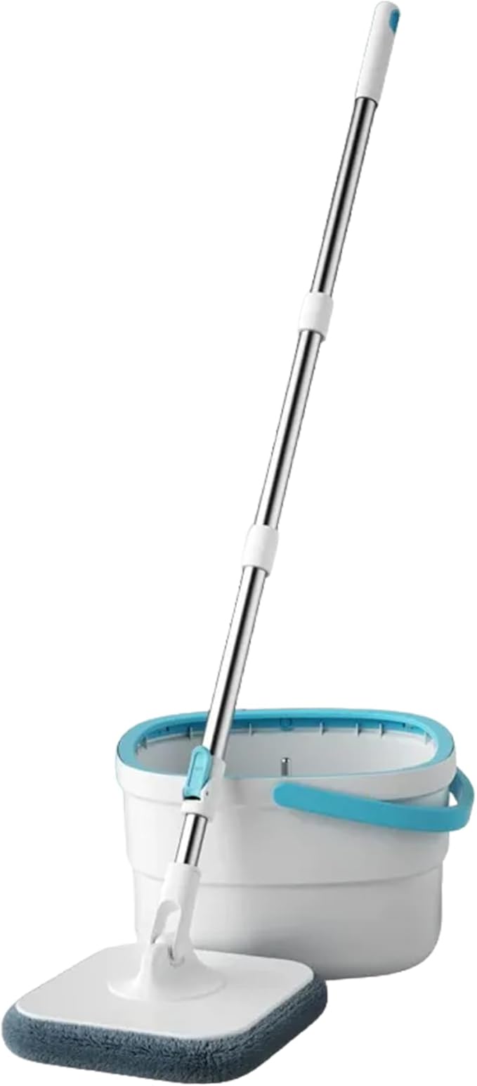 Mop and Bucket Set with Wringer, 360º Spin Mop and Bucket, 2 Microfiber Refills, Height Adjustable Handle, Kitchen Wet and Dry Use, Floor Cleaning System Spin and