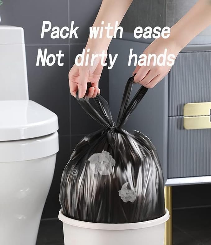 4 Gallon Trash Bag,Small Black Trash Bags 200 Counts Thicken Value Bathroom Trash Can Bin Liners,Small Garbage Bags with Handles for Kitchen Bathroom Office Waste Basket