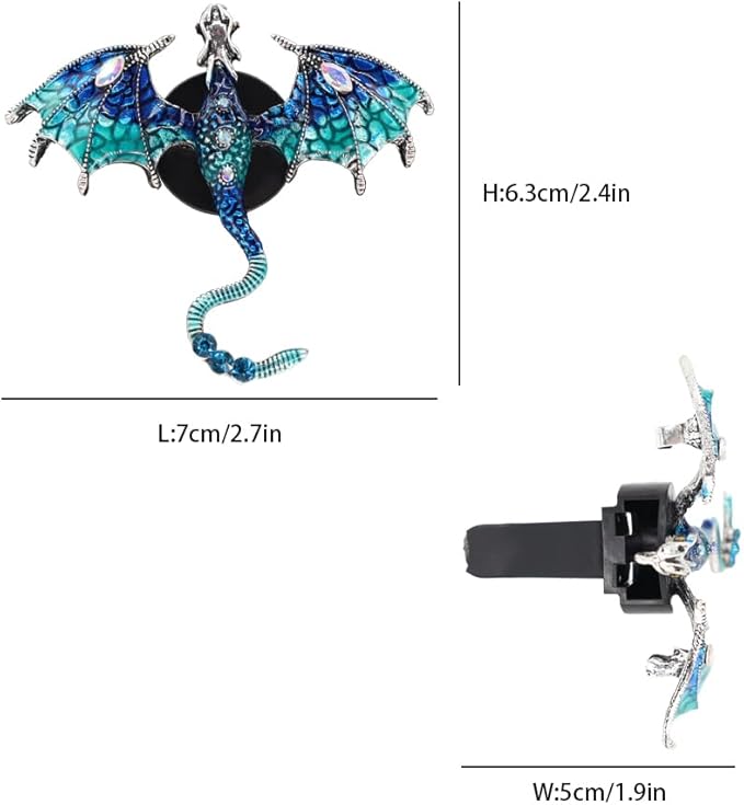 Bling Dragon Car Air Freshener Vent Clip,1pc Rhinestone Blue Dragon Car Decor,Cute Air Vent Clip Dashboard Decoration Accessory,Refillable Animal Diffuser