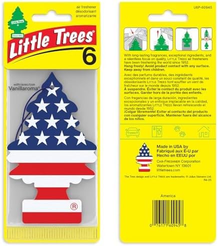 LITTLE TREES Car Air Freshener | Hanging Tree Provides Long Lasting Scent for Auto and Home | Vanilla Pride | Red White and Blue, 24 Air Fresheners