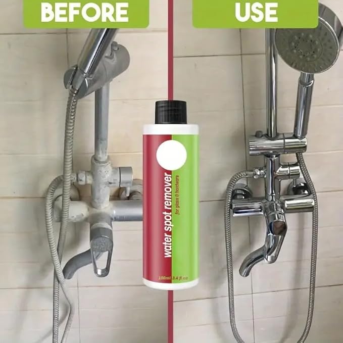 Hard Water Stain Remover Spray, Heavy Duty Bathroom Cleaner for Shower Glass, Tiles and Chrome, Powerful Foam Descaler Eliminates Limescale & Soap Scum Safe for Mirrors and Stainless Steel