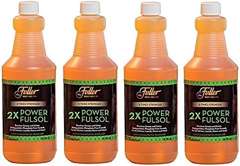 Fuller Brush 2X Power Fulsol Degreaser – Removes Grease, Oil, Grime & Stains – All Purpose Oil, Grease & Grime Cleaner For Bike, Automotive, Grill, Bathroom & Kitchen – Makes 30 Gallons (Pack of 4)