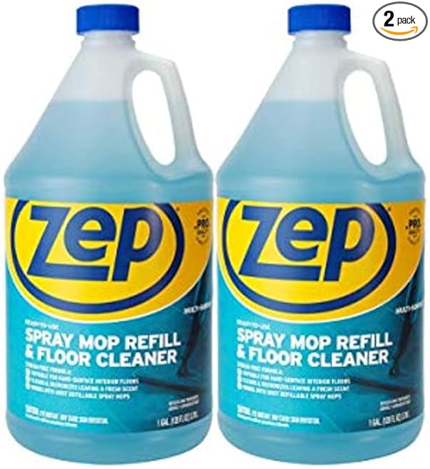 Zep Spray Mop Refill and Floor Cleaner - 1 Gallon (Case of 2) ECZUMSF1282 - Professional Grade Versatile Multi Surface Fresh Scent Cleaner and Deodorizer
