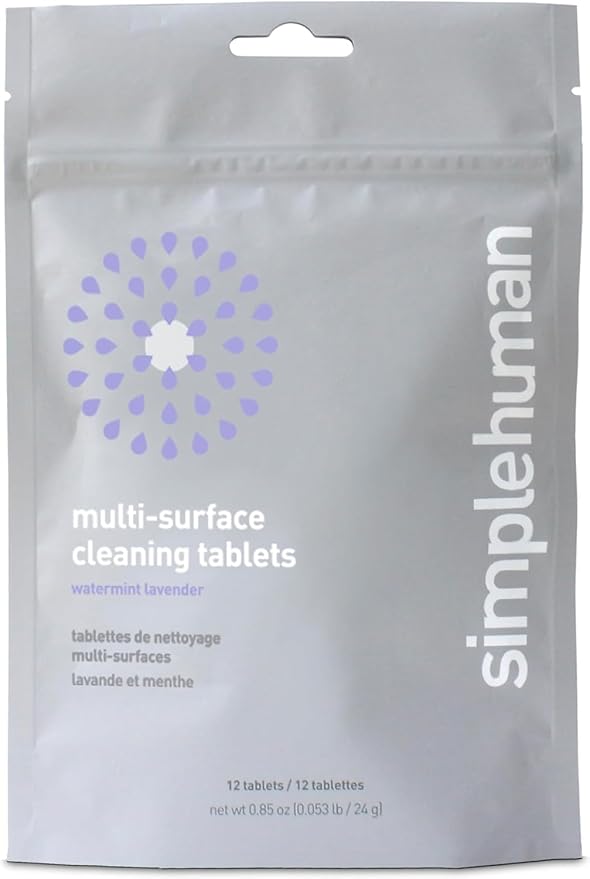 simplehuman Multi-Surface Cleaning Tablets, Eco-Friendly, Safe Around Kids & Pets, Watermint Lavender Scent, 12 Pack Tablets (Makes 72 oz of Spray Cleaner)