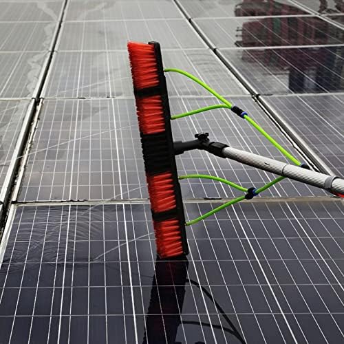 Glass Cleaning Brush Home Water Fed Telescopic Pole Kit Solar Panel Brush Rotating for Photovoltaic Panel，9M Telescopic Window Cleaning Pole with 50Cm Brush Head Water Fed Extendable Kit for