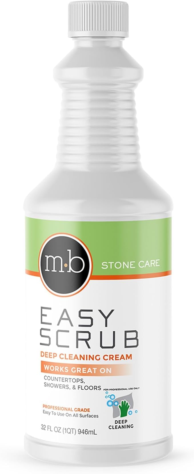 MB Stone Granite, Quartz Marble, Stone Countertop Cleaner for Countertops Showers Floors, Removes Water Spots, Soap, Film, Grease, Easy Scrub Deep Cleaning Cream Professional Grade Abrasive