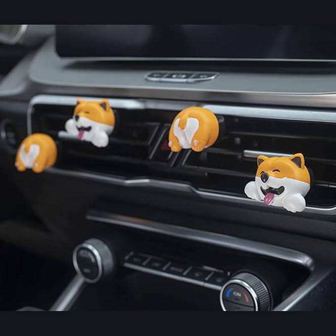 Cute Air Vent Clips Car Accessories, Creative Animal Head and Tail Cartoon Car Air Freshener Vent Clip Car Fragrance Diffuser Perfume Clips Air Conditioner Outlet Vent Clips Decorations, Dog